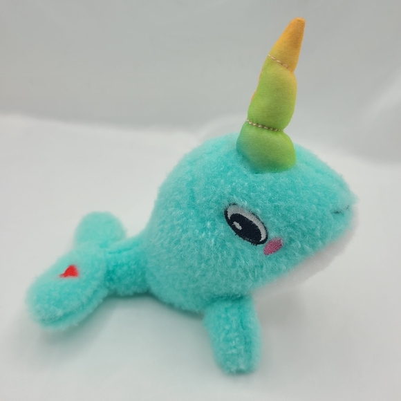 MTY Narwhal Unicorn Rainbow Horn Plush Heart Tail Stuffed Animal Embroidered 9" - Picture 1 of 12